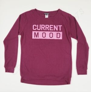 Fifth Sun "Current Mood" Eggplant Burgundy Super Soft Tunic Length Fleece Top, M